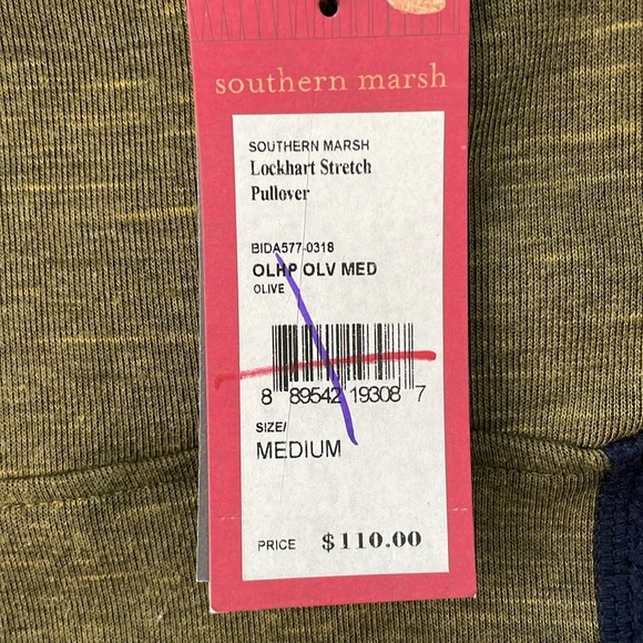 Southern Marsh •NWT• Lockhart Stretch Olive Green 1/4 Zip Pullover•Men’s Medium - Picture 7 of 7